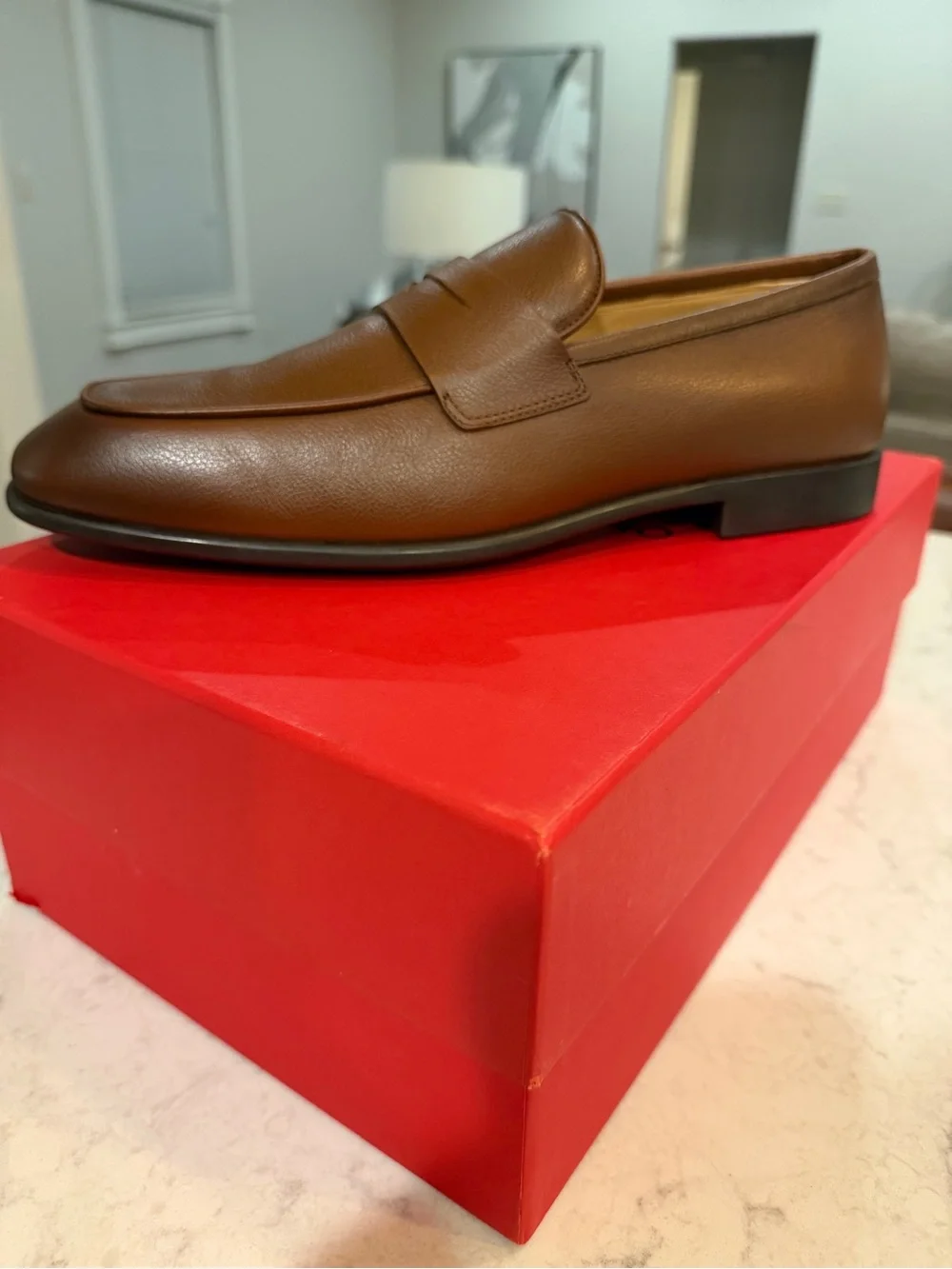 Salvatore Ferragamo Brown Leather Penny Strap Loafers